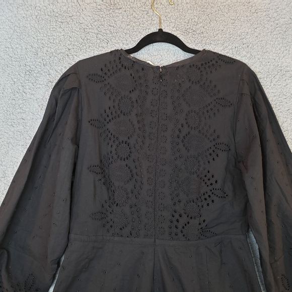 Walter Baker Hannah Black Eyelet Waist Cut Out Cotton Mini Dress Sz XL. - Picture 10 of 16